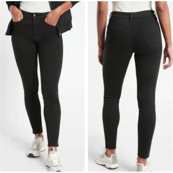Athleta Flex Ultra Skinny Jeans Black Size 6 Soft Stretch Skulptek Denim Pockets - Picture 1 of 15